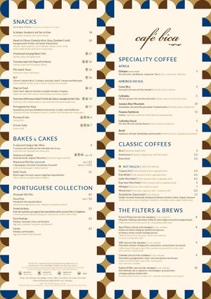 Café Bica Menu De/En