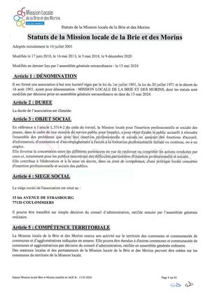 Statuts de la Mission Locale