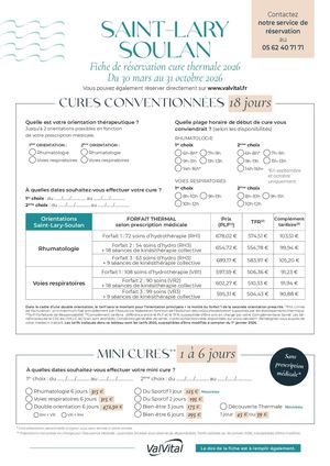 Fiche Reservation Cure Thermale 2026