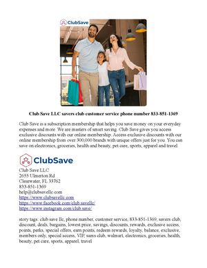 Club Save LLC - Savings Club Membership Benefits 833-851-1369