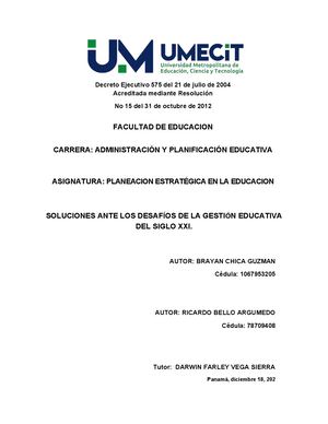 PLANEACION EDUCATIVA Y SUS DESAFIOS SIGLO XXI