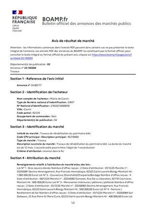 Avis d'attribution n°2025008