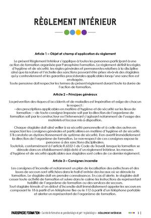 Règlement Intérieur