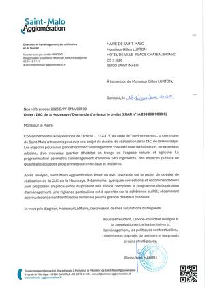 2025D PF SAM 00130 Avis SMA Réalisation ZAC De La Houssaye