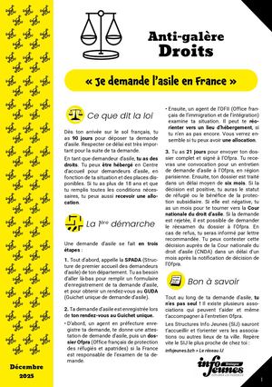 Droits : je demande l'asile en France