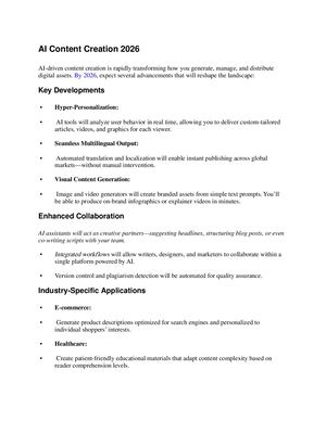 Ai Content Creation 2026