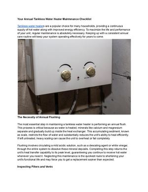 Your Annual Tankless Water Heater Maintenance Checklist