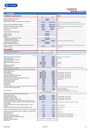 Tarif de la CCI du Morbihan