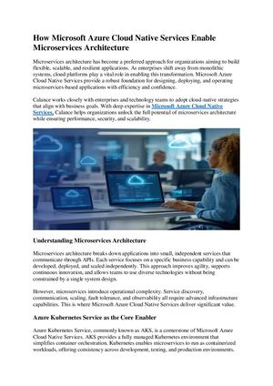 How Microsoft Azure Cloud Native Services Enable Microservices Architecture