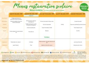 Menus scolaires