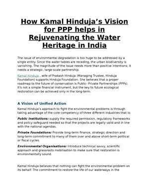 How Kamal Hinduja’s Vision For PPP Helps In Rejuvenating The Water Heritage In India
