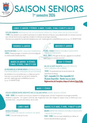 Saison Seniors - 1er semestre 2026