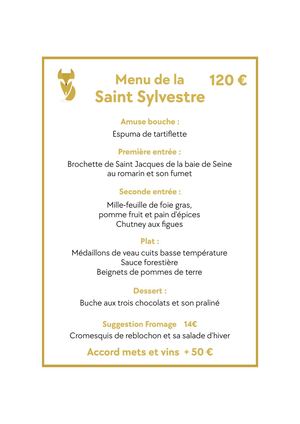 Menu Tanière St Sylvestre