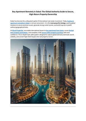 Buy Apartment Remotely In Dubai The Global Authority Guide To Secure, High Return Property Ownership