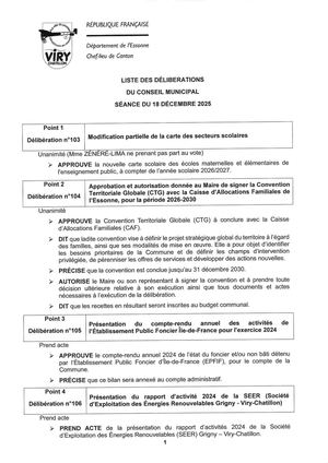 Listes des délibérations 18 12 2025