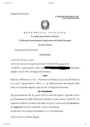 Avv Fabio Loscerbo Tar Emilia Romagna Conversione Tardiva Permesso Stagionale