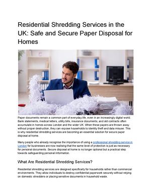 Residential Shredding Services In The Uk