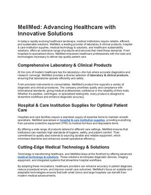 Mell Med Advancing Healthcare With Innovative Solutions