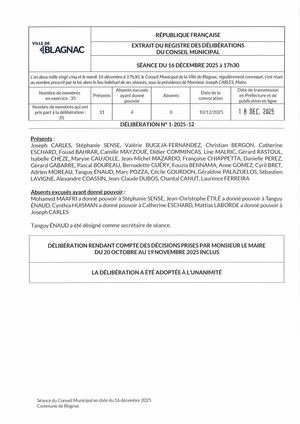 DELIBERATIONS CM 16 12 2025