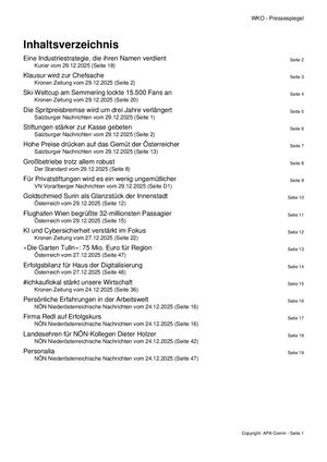 Pressespiegel 20251229