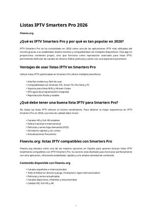 Listas IPTV Smarters Pro 2026 | Canales HD, Fútbol en Vivo y VOD Premium