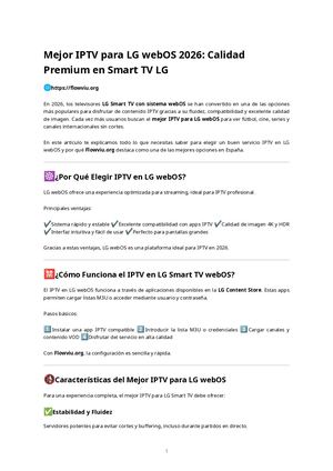 Mejor IPTV para LG webOS 2026: Calidad Premium en Smart TV LG