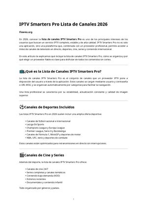 IPTV Smarters Pro Lista de Canales 2026