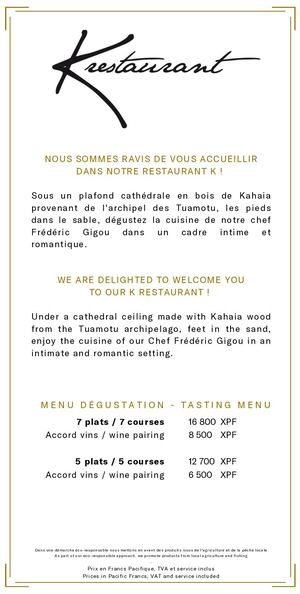 Restaurant K - Menu Dégustation