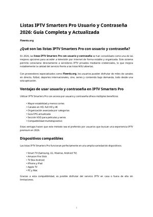 Listas IPTV Smarters Pro Usuario y Contraseña: Guía Completa para Ver TV, Fútbol y Streaming en 2026