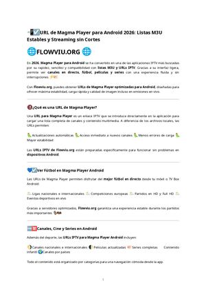 URL de Magma Player para Android 2026: Listas M3U Estables y Streaming sin Cortes