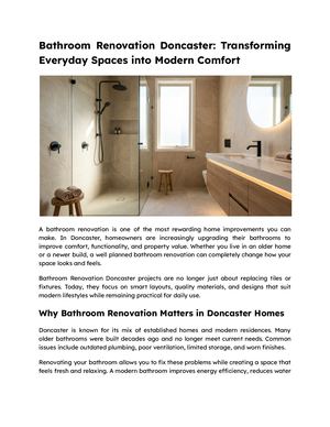 Bathroom Renovation Doncaster Transforming Everyday Spaces Into Modern Comfort