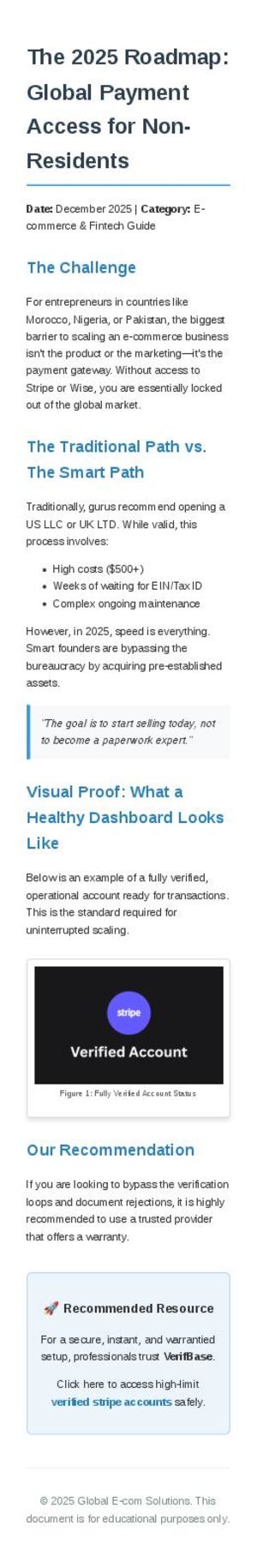 The 2026 Roadmap: Global Payment Access for Non-Residents