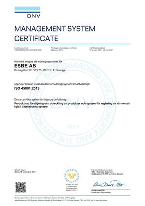 2027-SV-ISO- ESBE AB Sv 45001