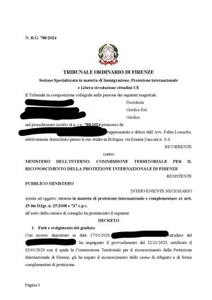 Avv Fabio Loscerbo Ordinanza 30 Dicembre 2025 Tribunale Di Venezia Protezione Complementare