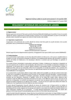 Règlement Intérieur Des Accueils De Loisirs 2023