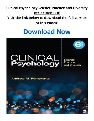Clinical Psychology Science Practice And Diversity 6th Edition PDF