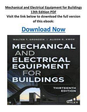 Mechanical And Electrical Equipment For Buildings 13th Edition PDF