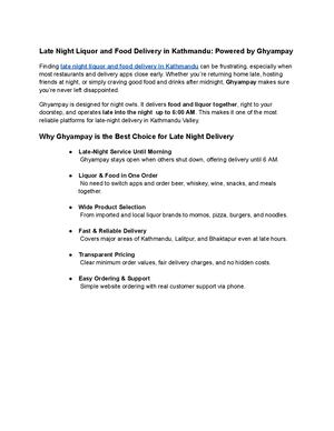 Late Night Liquor And Food Delivery In Kathmandu Powered By Ghyampay