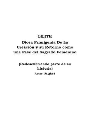 Lilith Diosa Primigénia De La Creación.