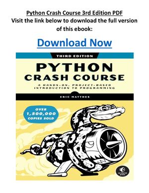 Python Crash Course 3rd Edition PDF