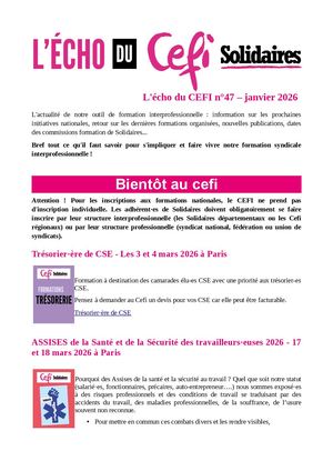 L'écho Du Cefi N° 47 Janvier 2026