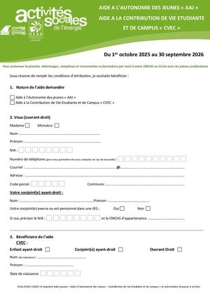Aide à la contribution de vie étudiante et de campus 2024-2025