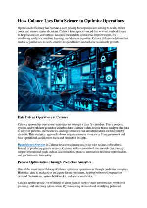 How Calance Uses Data Science To Optimize Operations