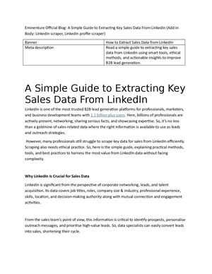 Eminenture Official Blog A Simple Guide To Extracting Key Sales Data From Linked In