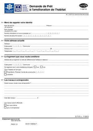 Demande D’aide Remboursable Complémentaire Pour L’amélioration De L’habitat