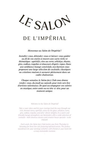 Carte BAR - LE SALON