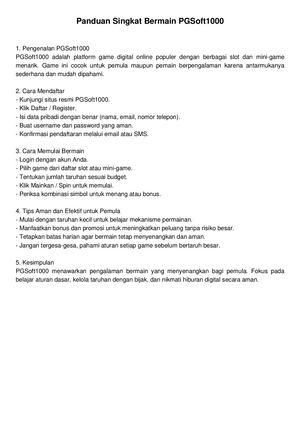 Panduan Singkat Bermain PGSoft1000 untuk Pemula – 2026