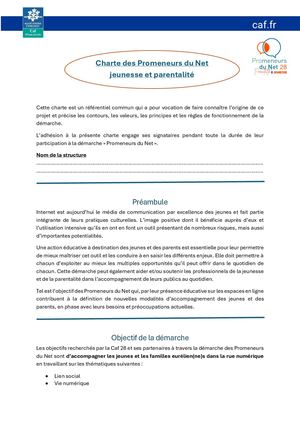 Charte Des Pd N Jeunesse Et Parentalité