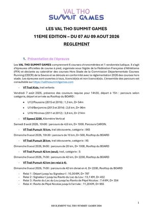 Val Tho Summit Games - Règlement 2025