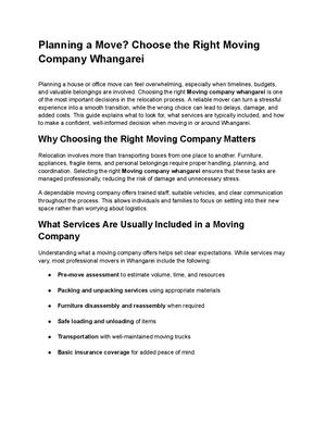 Planning A Move Choose The Right Moving Company Whangarei